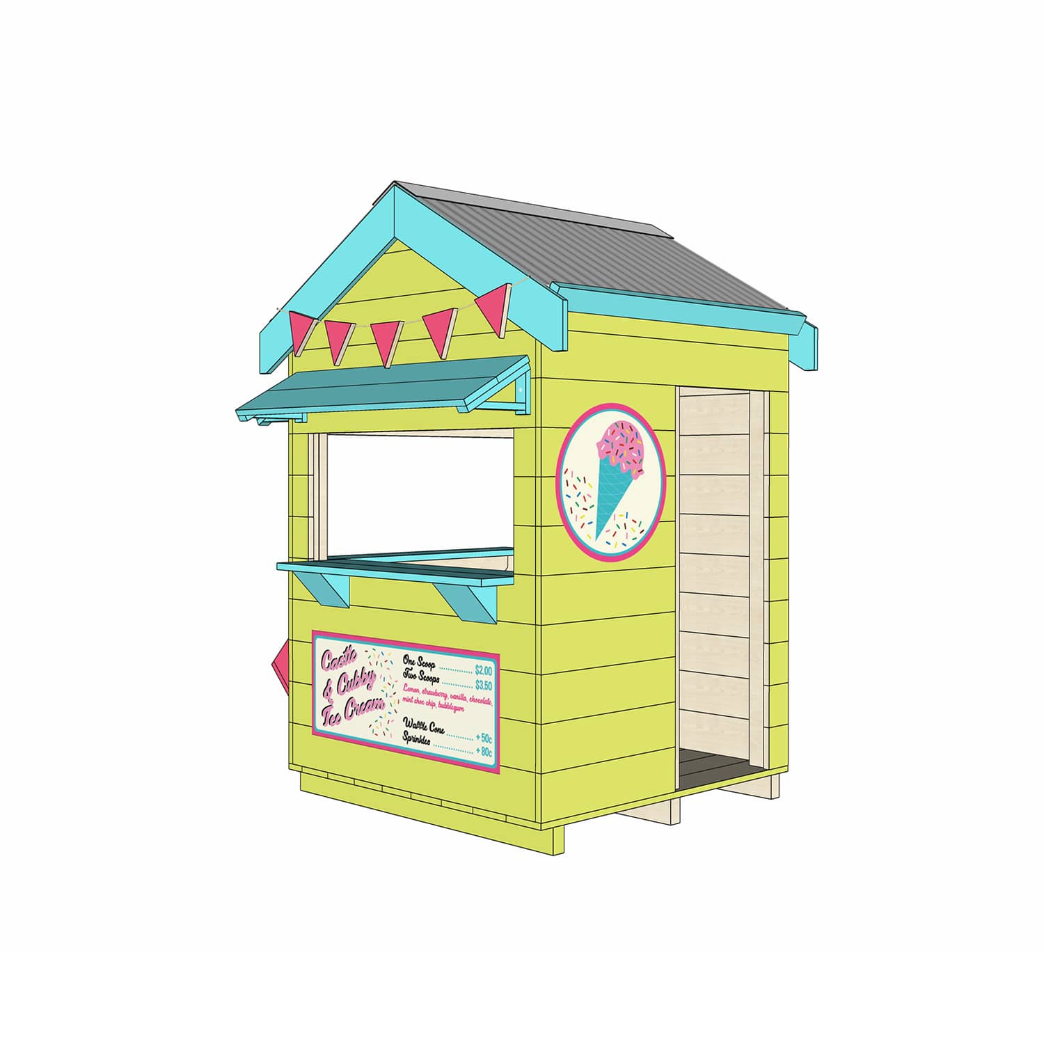 Colourful Ice Cream Shop Cubby House for School and Commercial Play ...