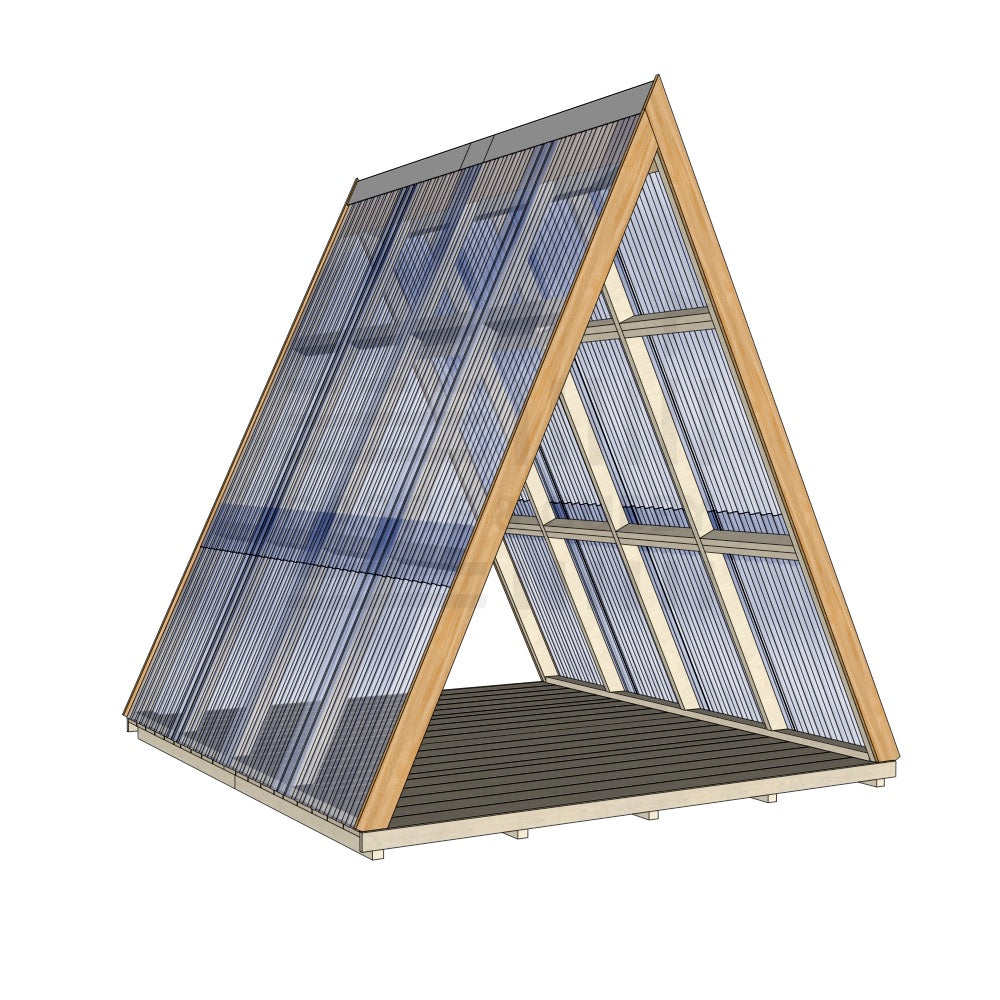 Large Timber Open A Frame Clear Roof No Back  With Floor
