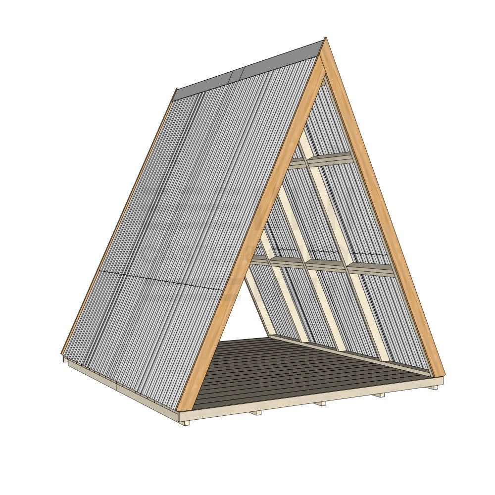 Large Timber Open A Frame Diffused Grey Roof No Back  With Floor