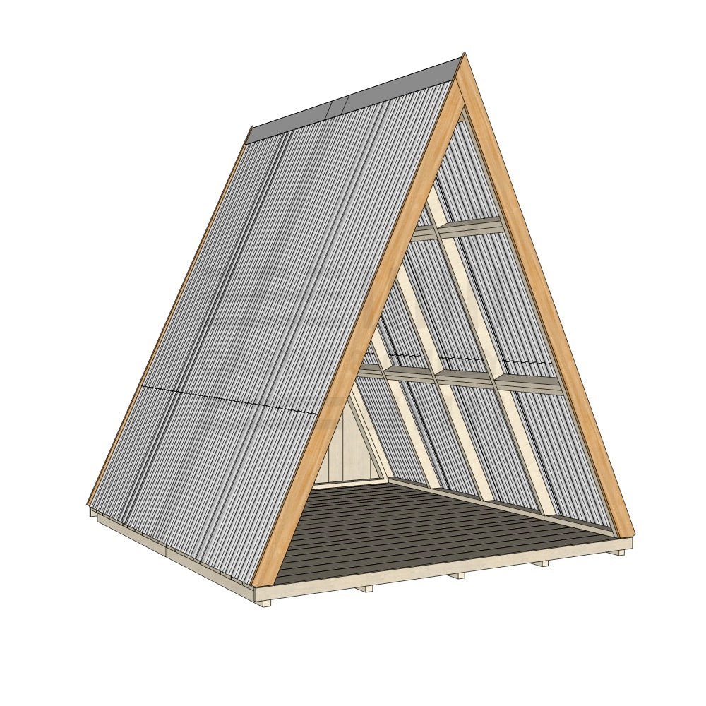 Large Timber Open A Frame Diffused Grey Roof With Back  With Floor